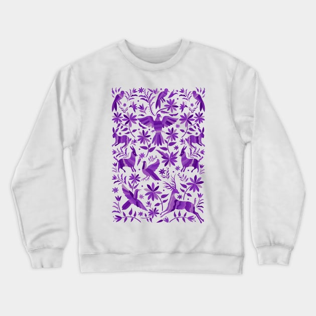 Mexican Otomí Design in Purple Crewneck Sweatshirt by Akbaly